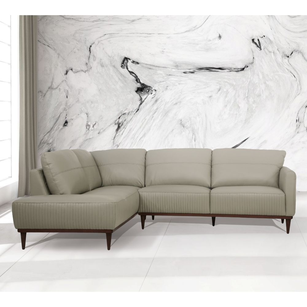 Tampa - 33" Sectional Sofa - Airy Green Leather, alternate view 4 with top-grain leather