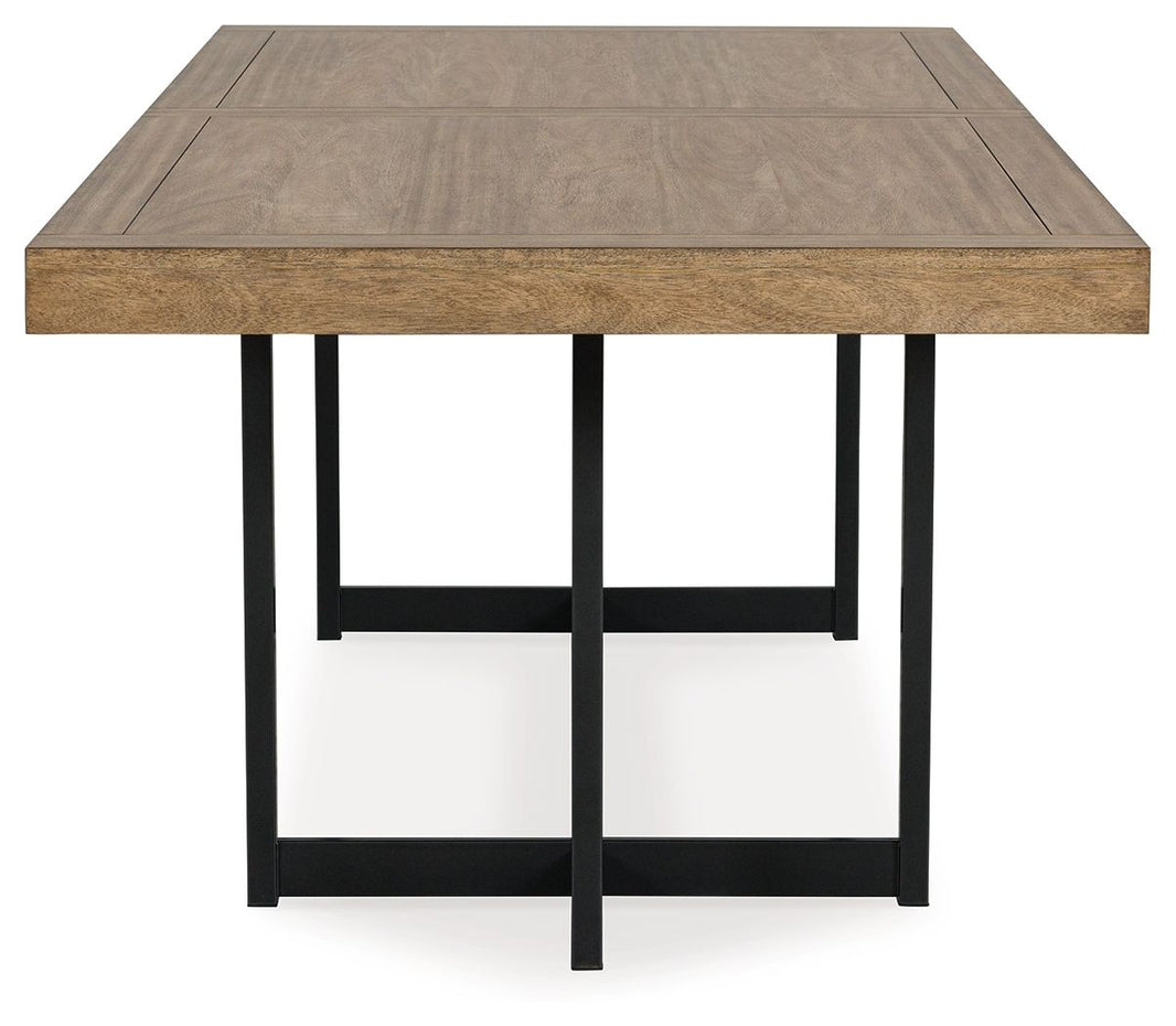 Tomtyn - Rectangular Dining Room Extension Table - Light Brown, alternate view 2 with wood construction