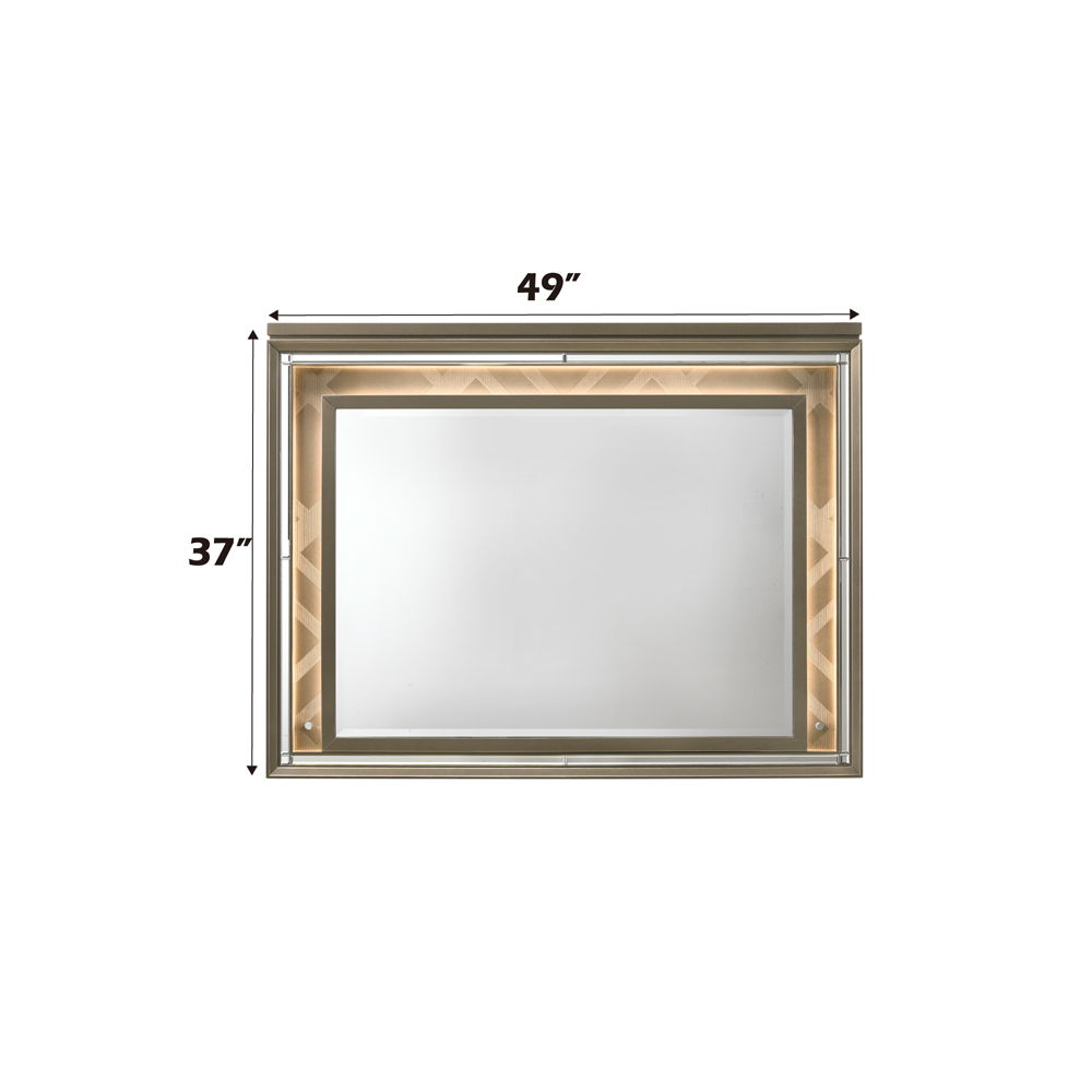 Skylar - Mirror With Led, alternate view 2 with wood construction