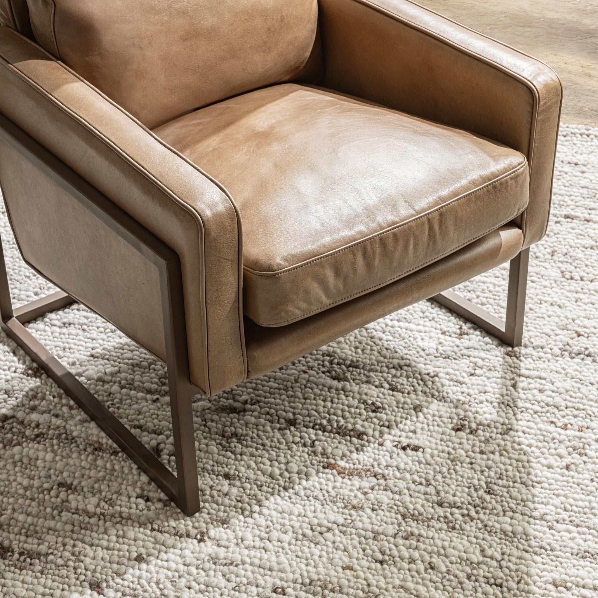 Ken - Accent Chair - Tan, alternate view 3 with top-grain leather