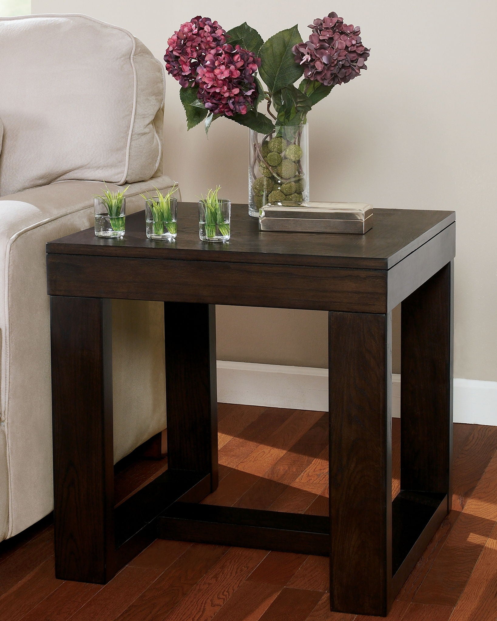 Watson - Square End Table - Dark Brown, alternate view 3 with engineered wood