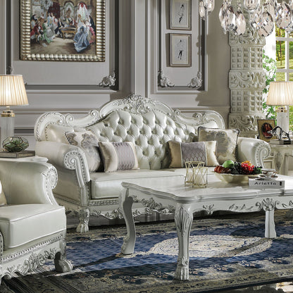 Dresden - Sofa With 4 Pillows - Synthetic Leather & Bone White, alternate view 2