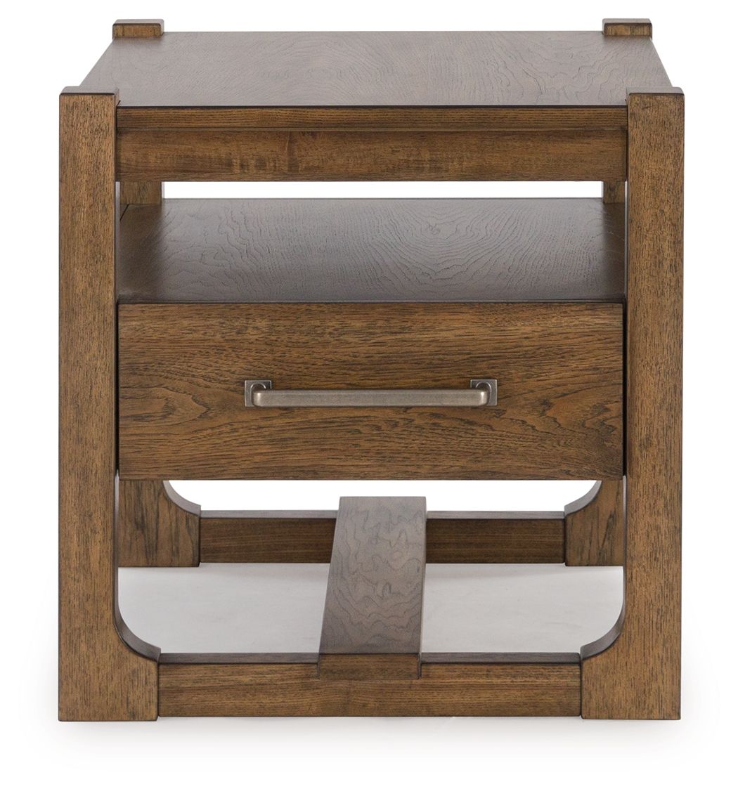 Cabalynn - Square End Table - Light Brown, alternate view 2 with wood construction