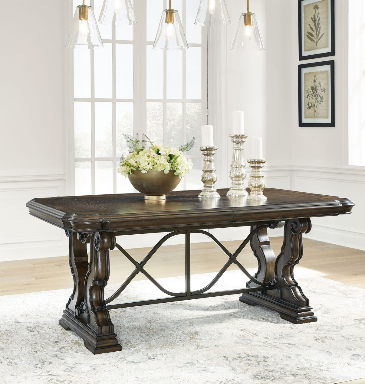 Maylee - Dining Extension Table - Dark Brown, alternate view 3 with wood construction