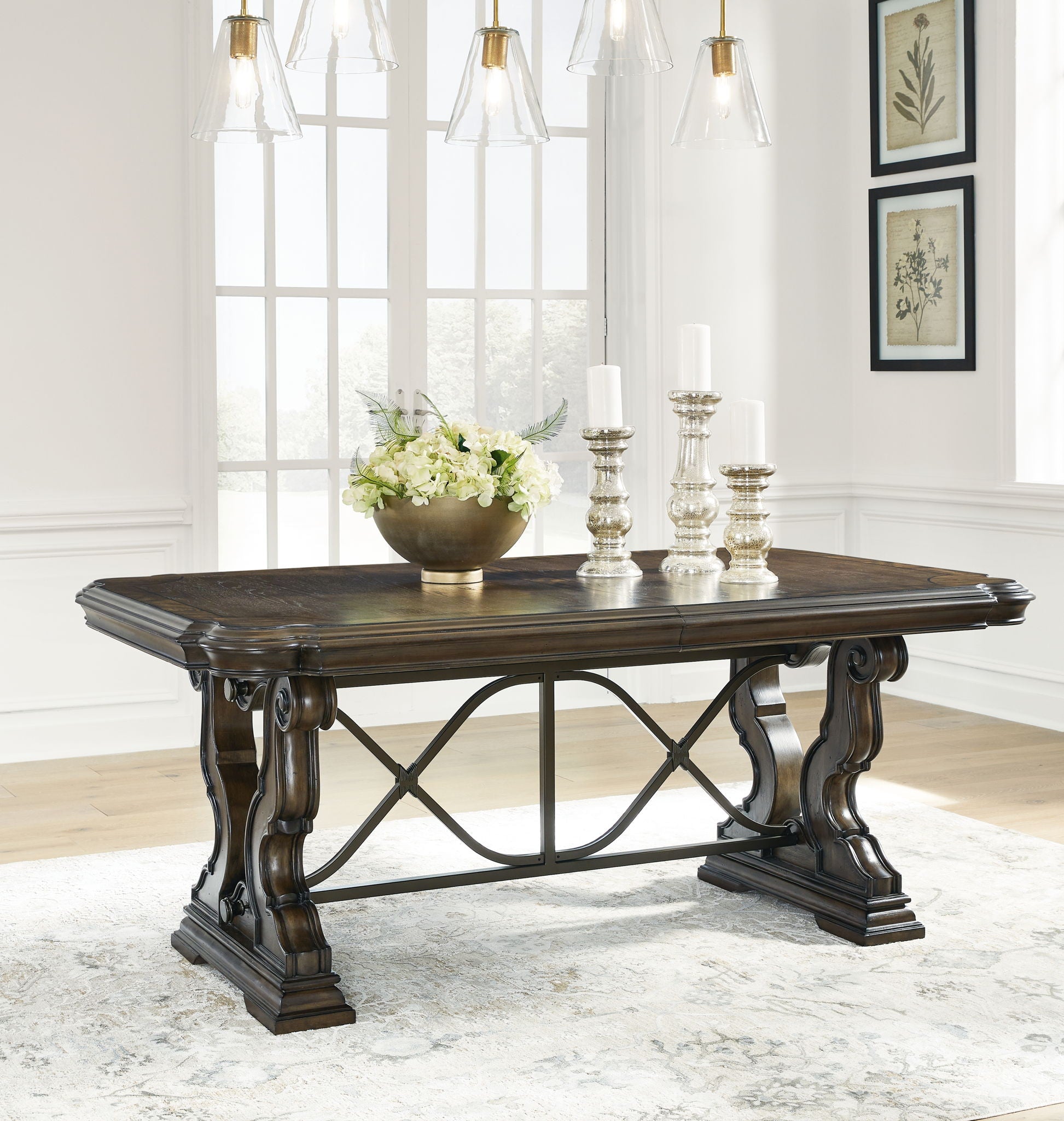Maylee - Dining Extension Table - Dark Brown, alternate view 3 with wood construction
