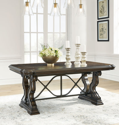 Maylee - Dining Extension Table - Dark Brown, alternate view 3 with wood construction