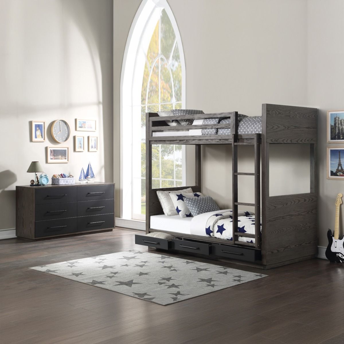 Estevon - Dresser - Gray Oak, alternate view 3 with wood construction