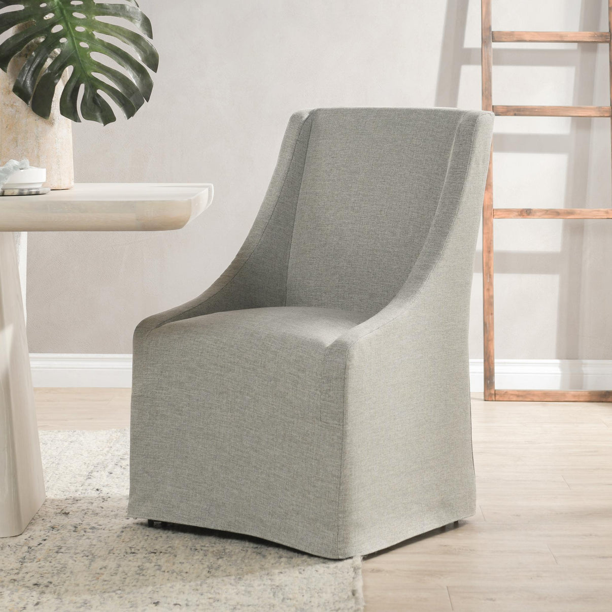 Warwick - Upholstered Rolling Dining Chair, alternate view 13 with polyester fabric