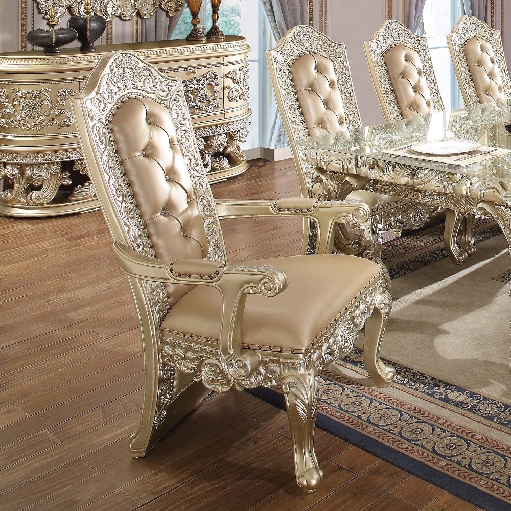 Vatican - Arm Chair (Set of 2) - Synthetic Leather & Champagne Silver, alternate view 4 with wood construction