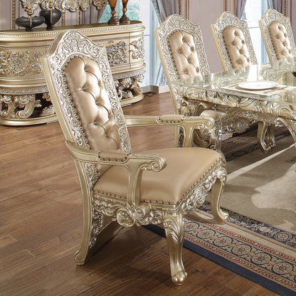 Vatican - Arm Chair (Set of 2) - Synthetic Leather & Champagne Silver, alternate view 4 with wood construction