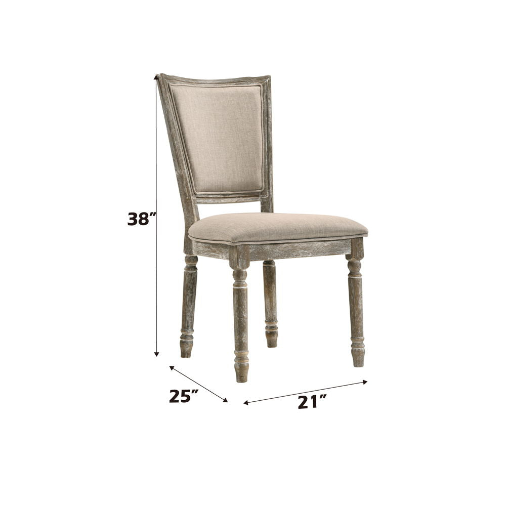 Gabrian - Fabric Side Chair (Set of 2) - Two-Tone Beige & Reclaimed Gray, alternate view 2 with wood construction