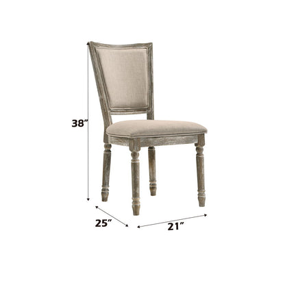 Gabrian - Fabric Side Chair (Set of 2) - Two-Tone Beige & Reclaimed Gray, alternate view 2 with wood construction