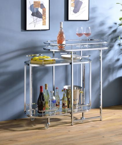 Piffo - Serving Cart Set - Clear Glass & Chrome, alternate view 3 with metal