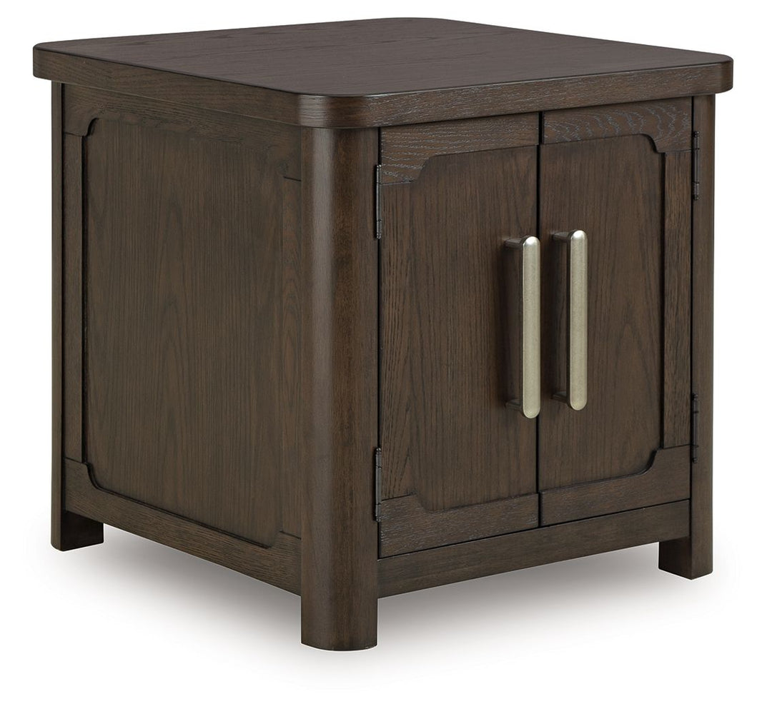 Breckington - Rectangular 2-door End Table - Dark Brown, product view with wood construction