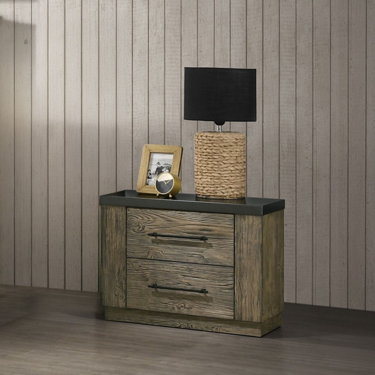 Lance - Nightstand - Tree Bark, alternate view 2 with metal
