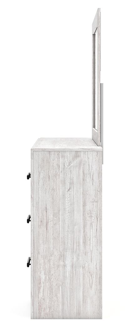 Cayboni - Dresser And Mirror - Whitewash, alternate view 3 with linen fabric