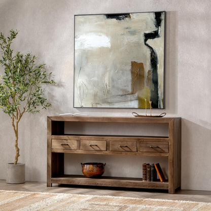 Mattai - 4 Drawer Console Table - Natural, alternate view 4 with wood construction