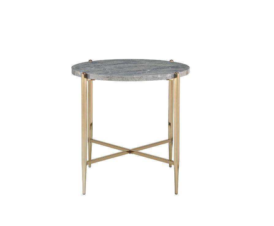 Tainte - End Table - Faux Marble Top & Champagne, alternate view 2 with wood construction