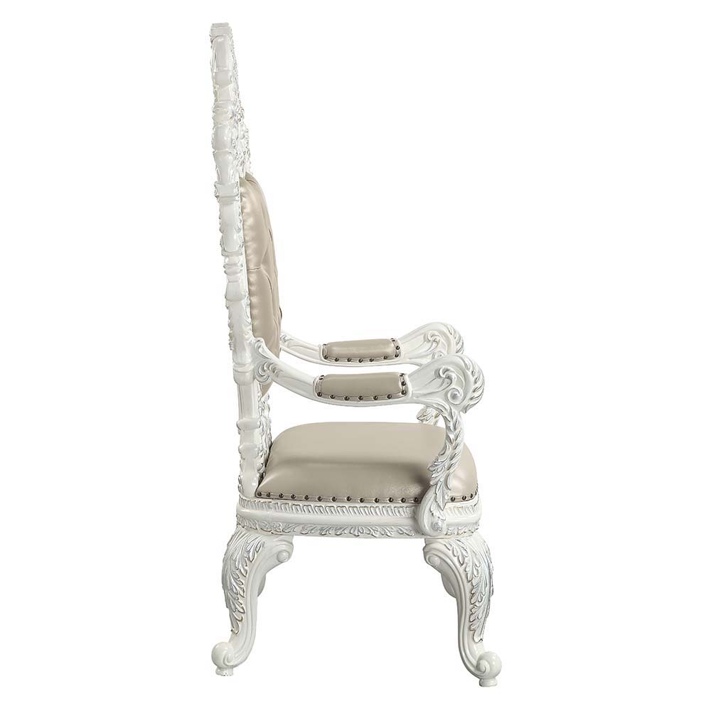 Vanaheim - Arm Chair (Set of 2) - Beige Synthetic Leather & Antique White, alternate view 3 with glass
