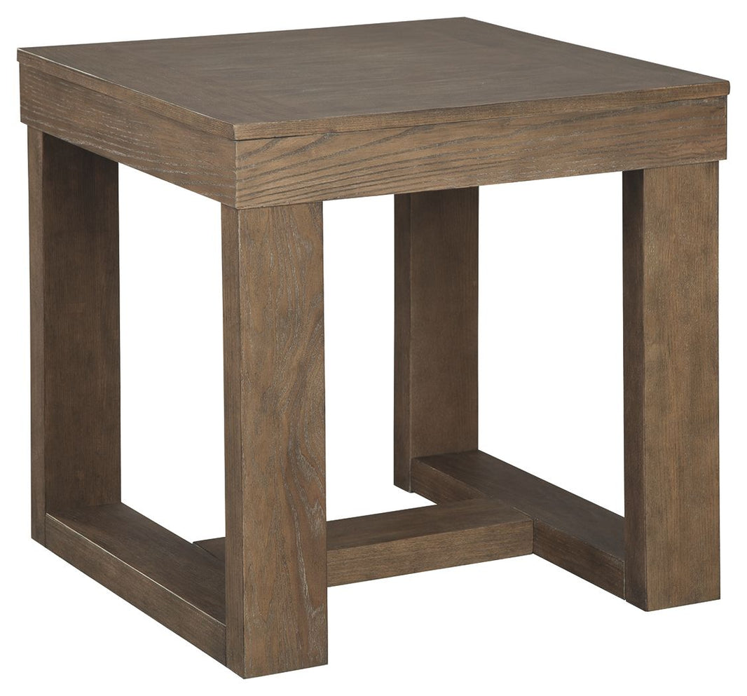 Cariton - Square End Table - Gray, product view with engineered wood