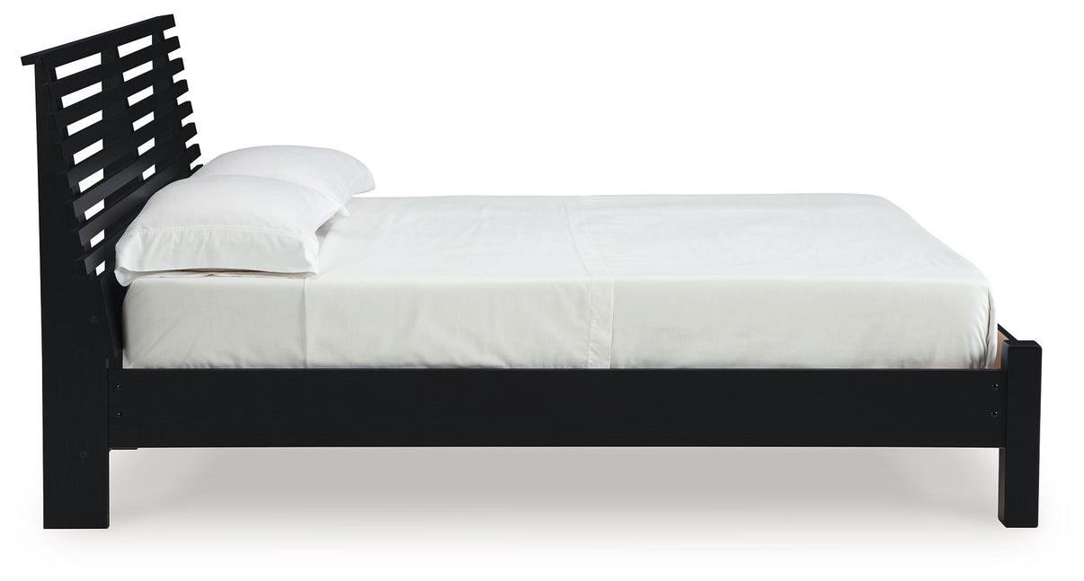 Danziar - Slat Panel Bed With Low Footboard, alternate view 4 with wood construction