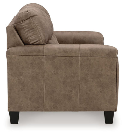 Navi - 3 Pc. - Sofa, Loveseat, Rocker Recliner - Fossil, alternate view 4 with faux leather
