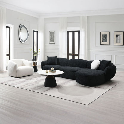 Lucifer - Sectional Sofa With 3 Pillows - Black Shimmer Chenille
