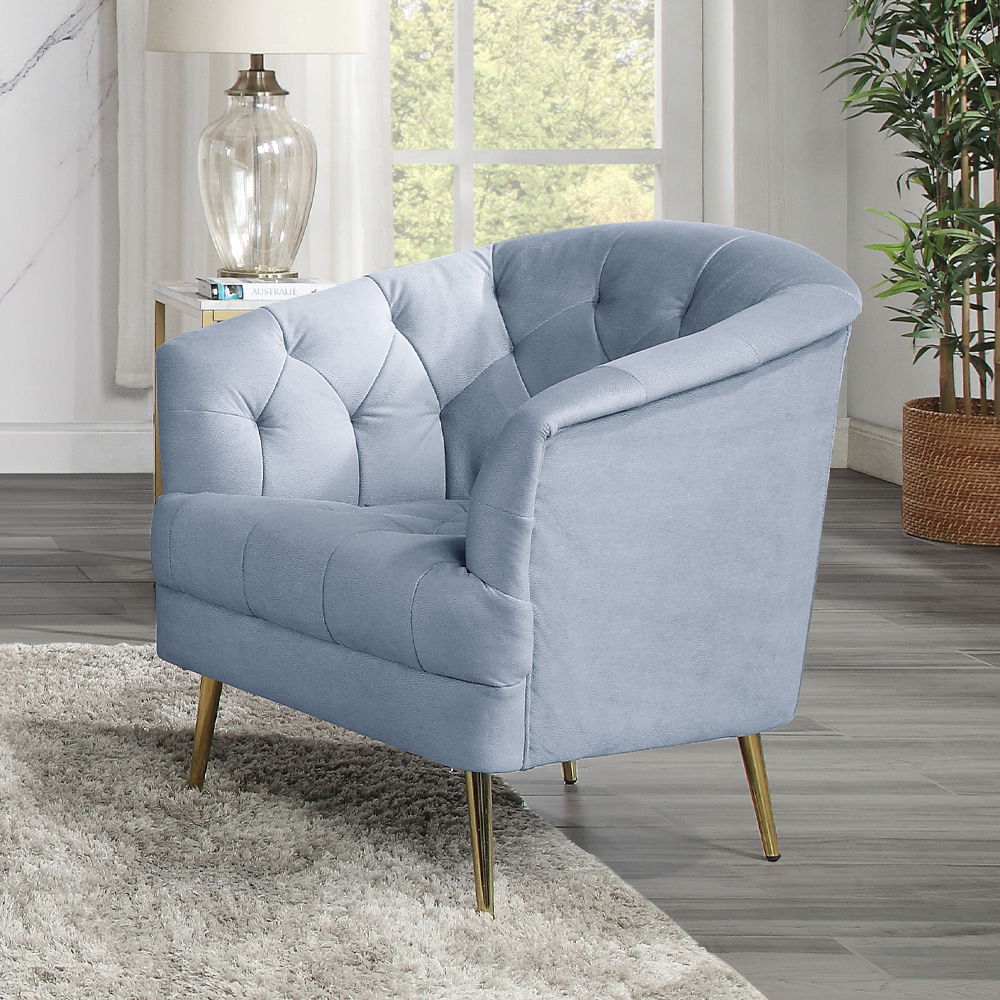 Bayram - Chair - Light Gray Velvet, product view with wood construction