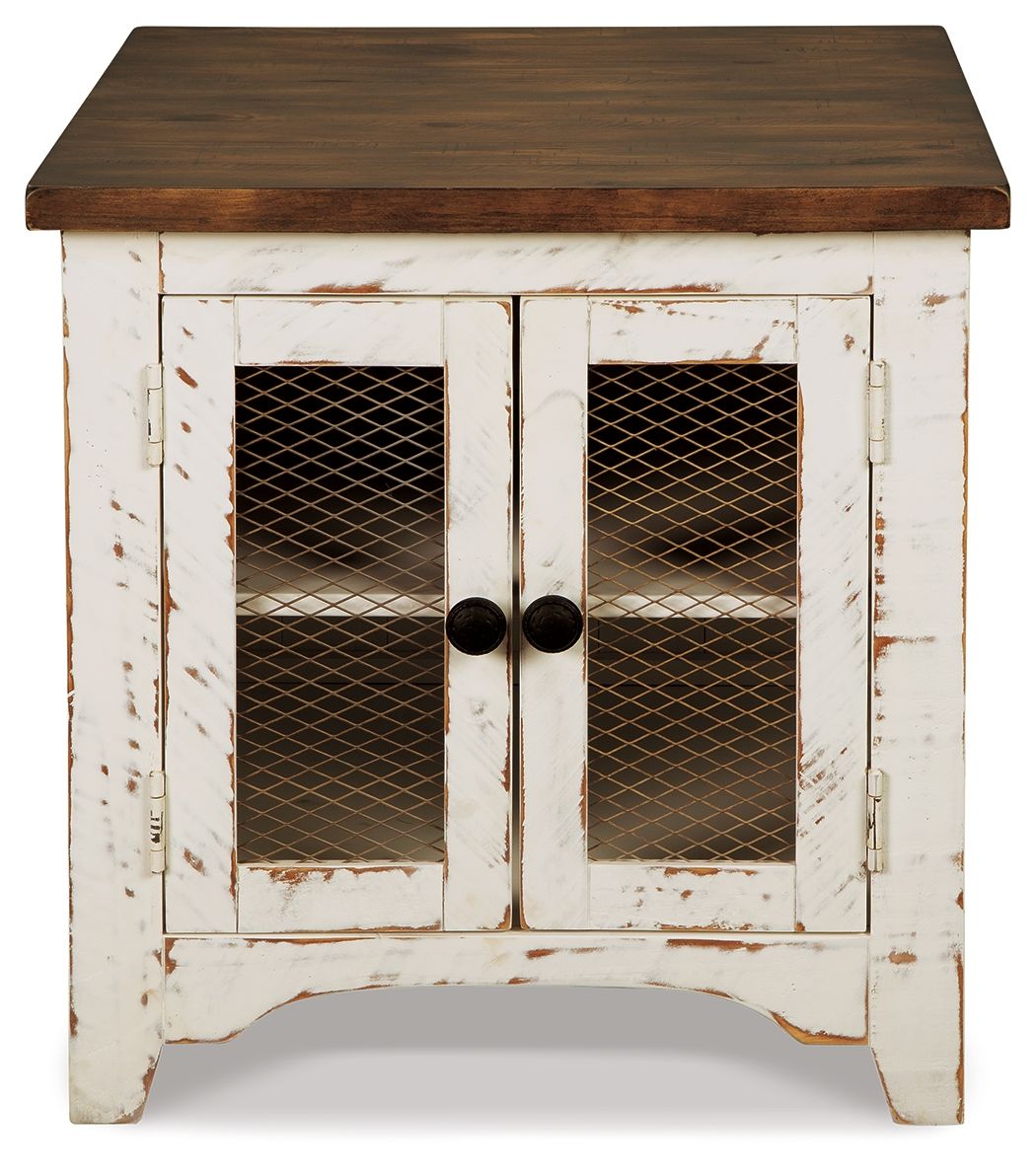 Wystfield - Rectangular End Table - 2 Doors - White / Brown, alternate view 5 with engineered wood