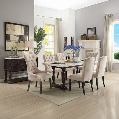 Gerardo - Side Chair (Set of 2) - Beige Linen & Weathered Espresso, alternate view 2 with wood construction