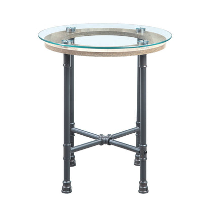 Brantley - End Table - Clear Glass & Sandy Gray, alternate view 2 with metal