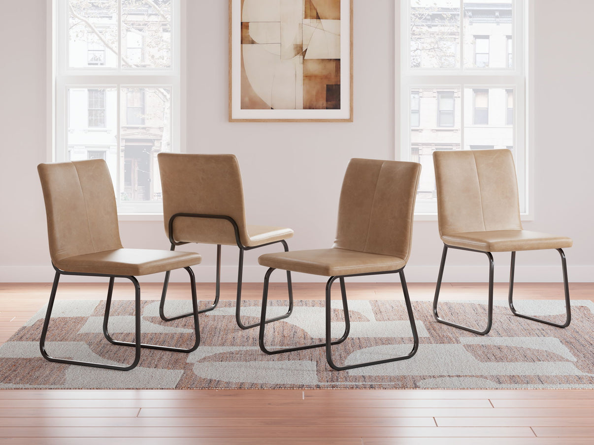 Pharwynn - 5 Pc. - Dining Room Table, 4 Side Chair - Black, alternate view 3 with leather upholstery
