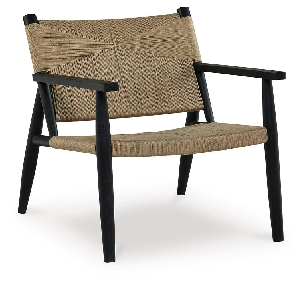 Halfmore - Accent Chair - Black / Natural, product view with jute