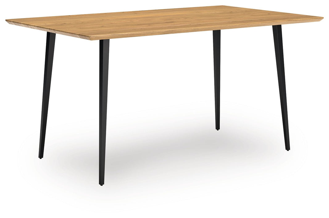 Gretlynn - Rectangular Dining Room Table - Black / Natural, product view with wood construction