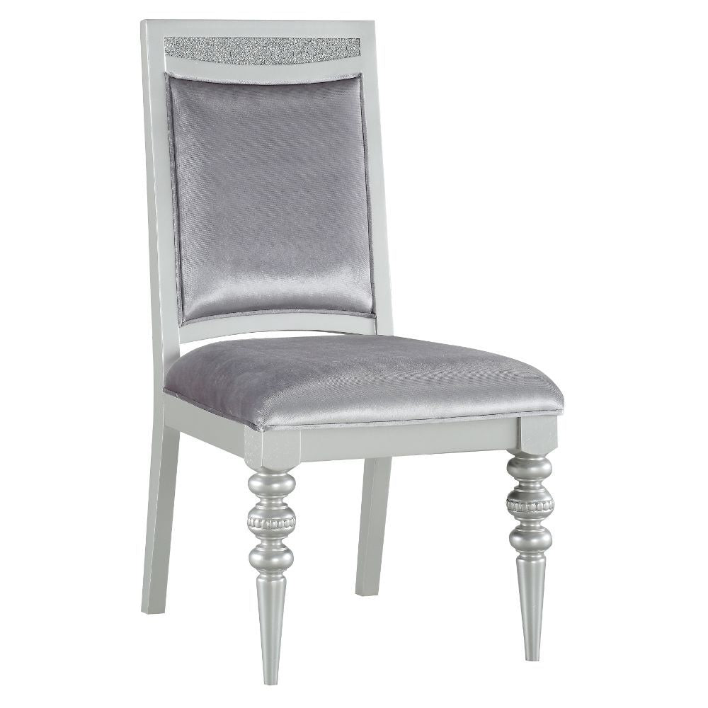 Maverick - Side Chair (Set of 2) - Fabric & Platinum, product view with wood construction