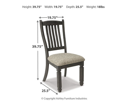 Tyler Creek - Dining UPH Side Chair (Set of 2) - Slatback - Black / Grayish Brown, alternate view 3 with polyester fabric