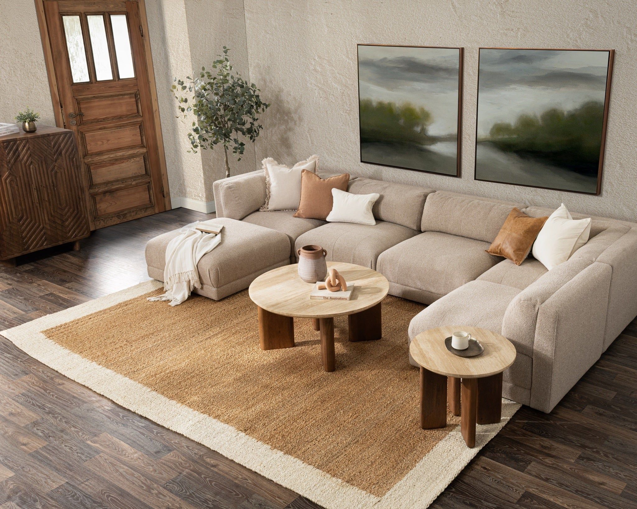 Idella - Travertine Round Table, alternate view 6