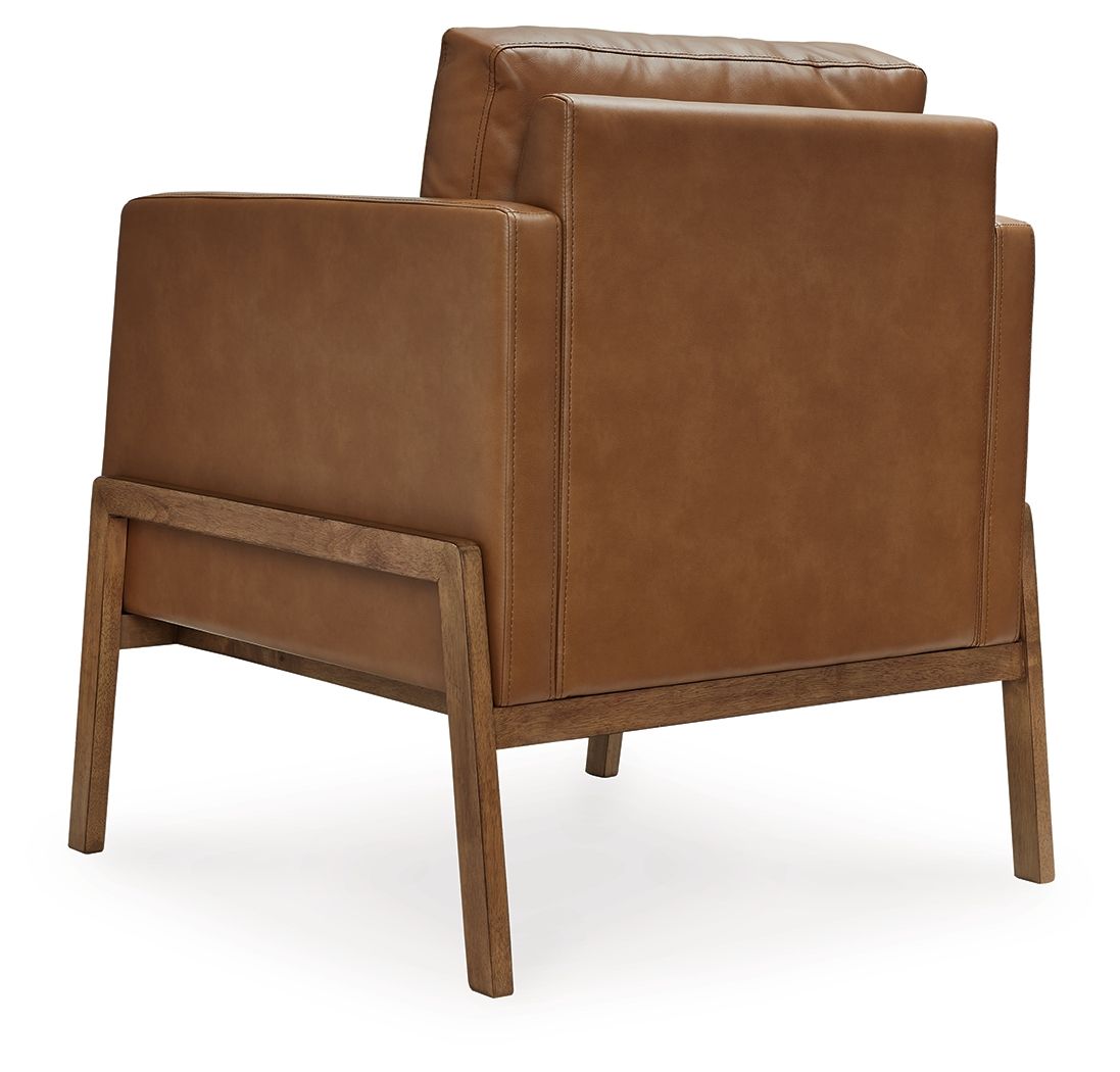Numund - Accent Chair - Caramel, alternate view 2 with faux leather