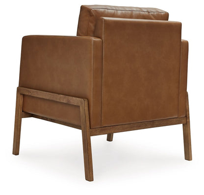 Numund - Accent Chair - Caramel, alternate view 2 with faux leather
