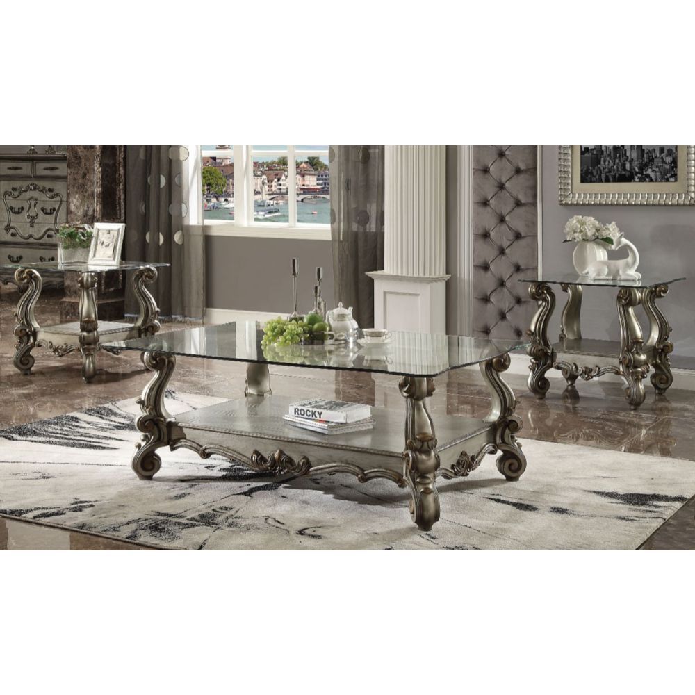 Versailles - Square End Table, alternate view 2 with glass