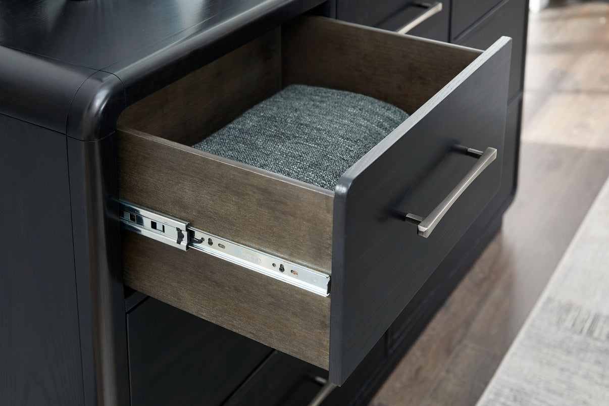 Rowanbeck - Dresser - Black, alternate view 4 with wood construction