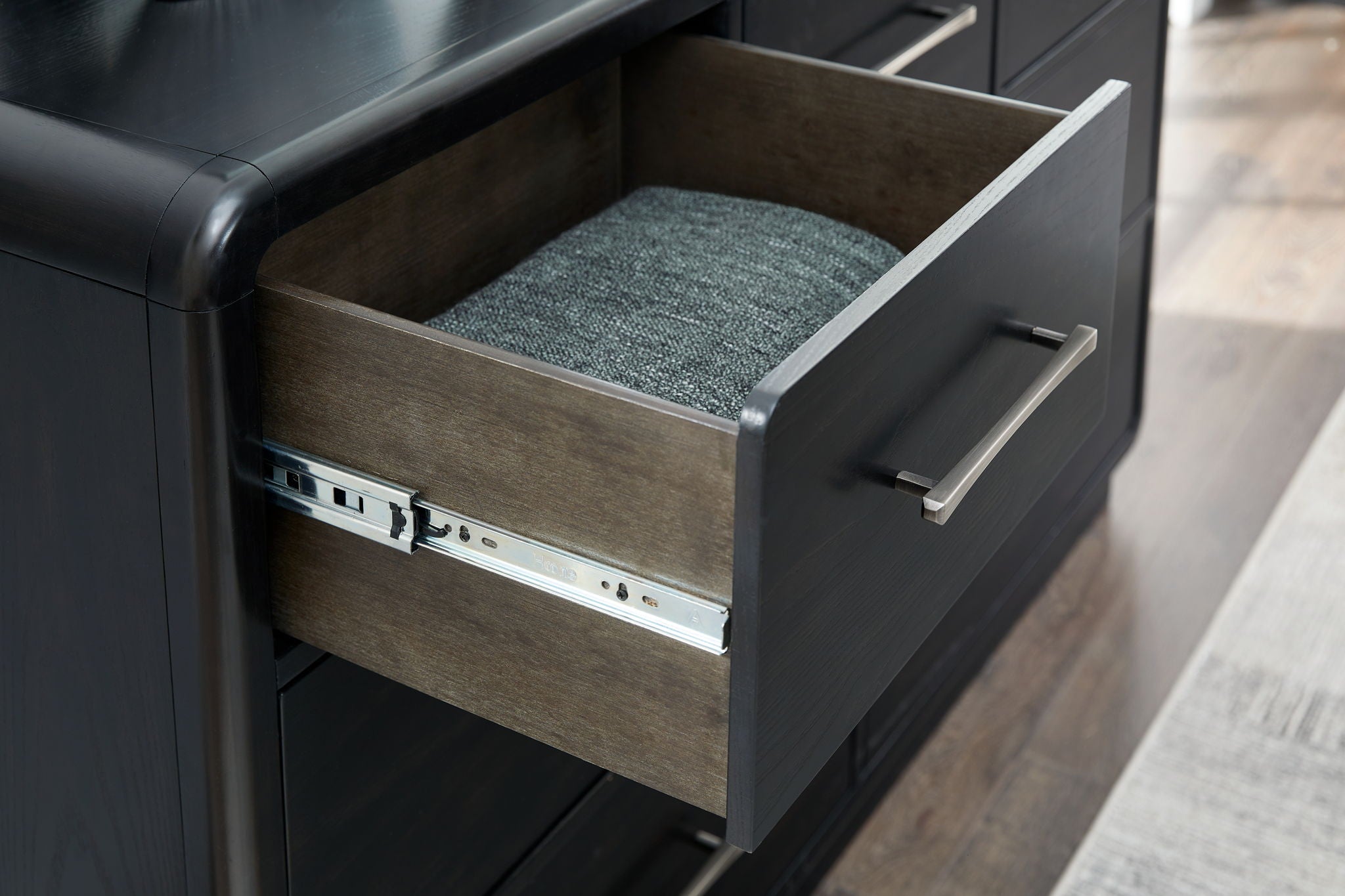 Rowanbeck - Dresser - Black, alternate view 4 with wood construction