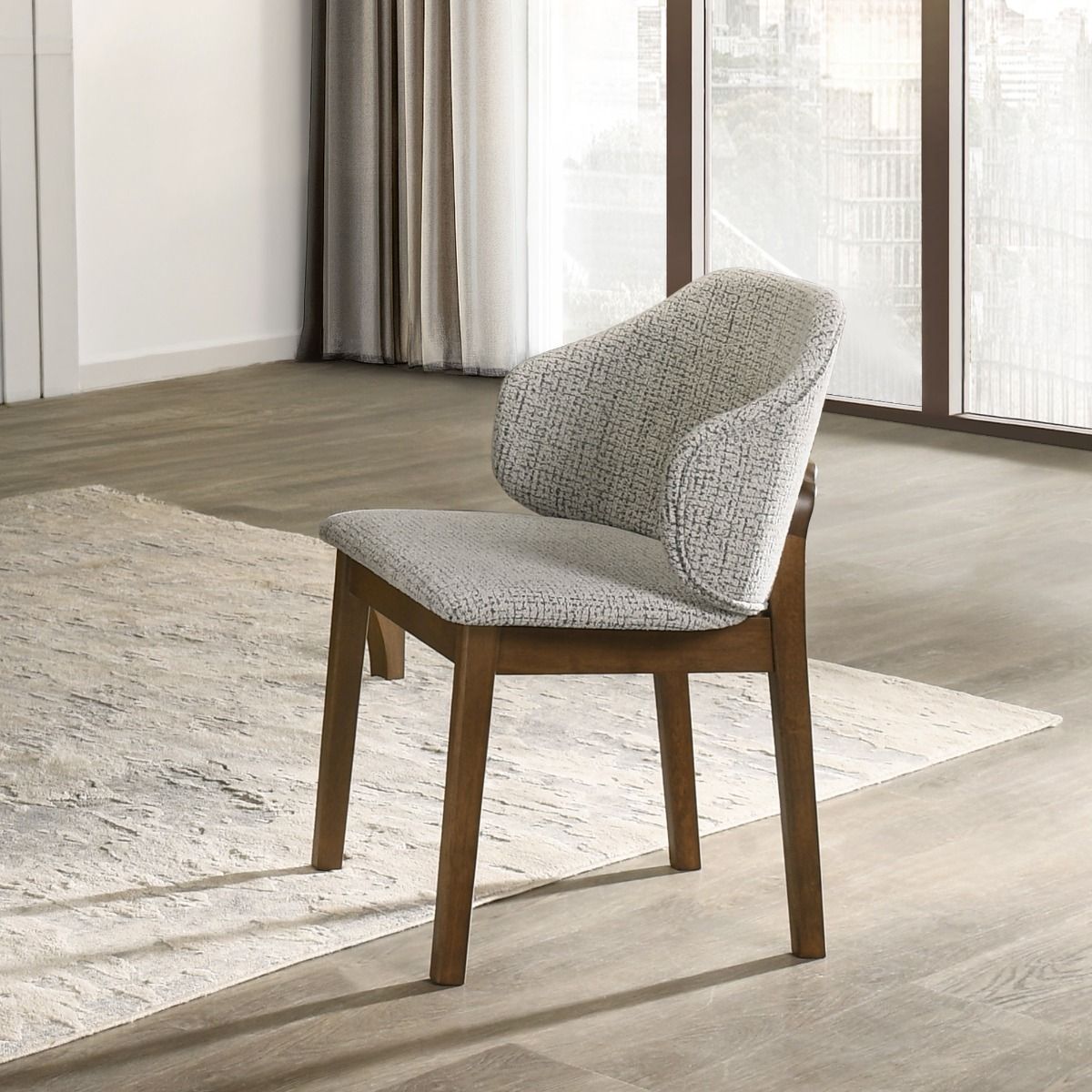 Oleia - Side Chair (Set of 2) - Chenille & Walnut, alternate view 3 with wood construction