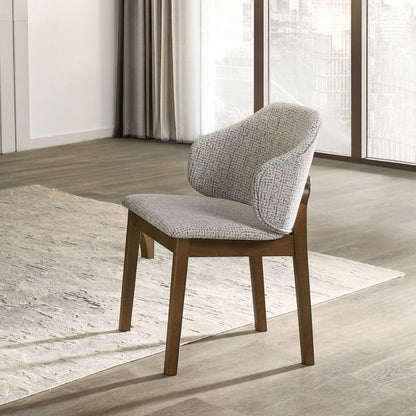 Oleia - Side Chair (Set of 2) - Chenille & Walnut, alternate view 3 with wood construction