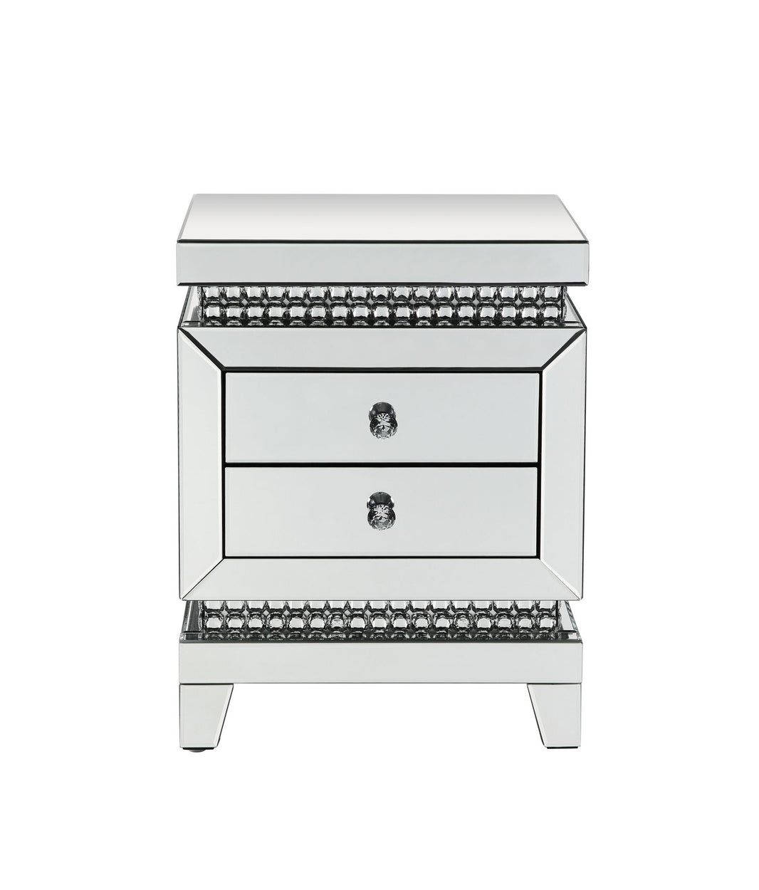 Lotus - Accent Table - Mirrored & Faux Ice Cube Crystals, alternate view 2 with wood construction