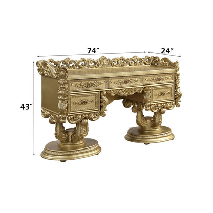 Bernadette - Vanity Desk - Gold, alternate view 2 with metal
