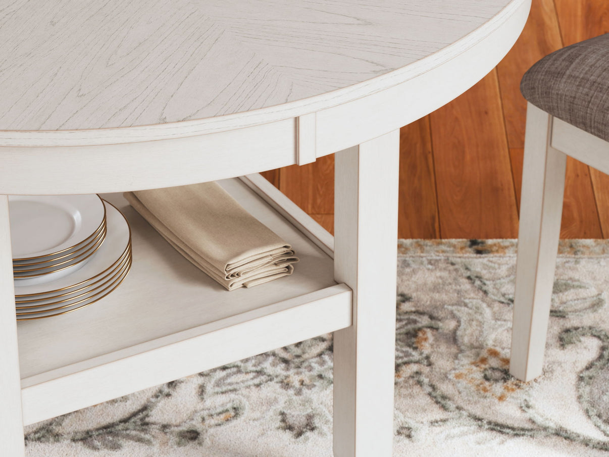 Erinberg - Dining Room Table Set (Set of 5) - Antique White, alternate view 5 with polyester fabric