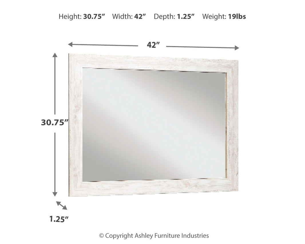 Paxberry - Bedroom Accent Mirror - Whitewash, alternate view 2 with engineered wood