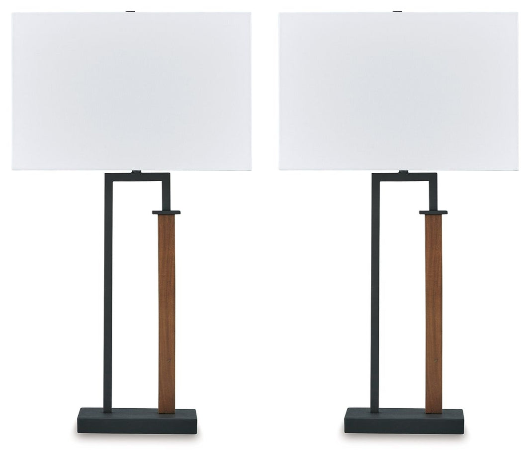 Voslen - Metal Table Lamp (Set of 2) - Black / Brown