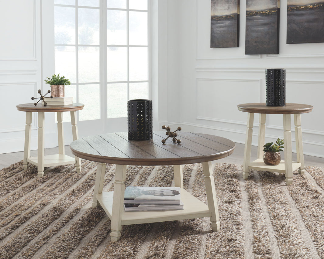 Bolanbrook - Occasional Table Set (Set of 3) - White / Brown / Beige, alternate view 2 with engineered wood